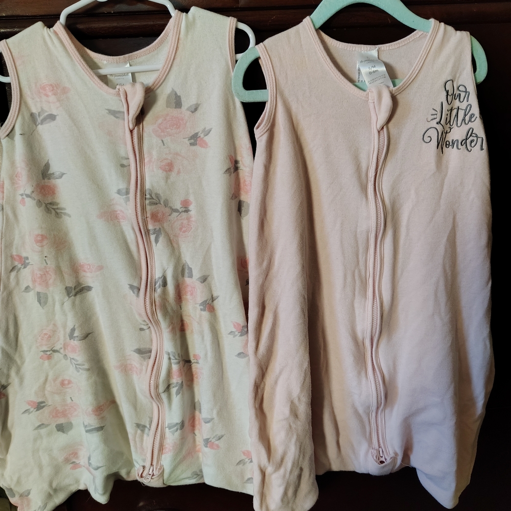 Floral and Solid Pink Kids Pajamas Sleep Sacks